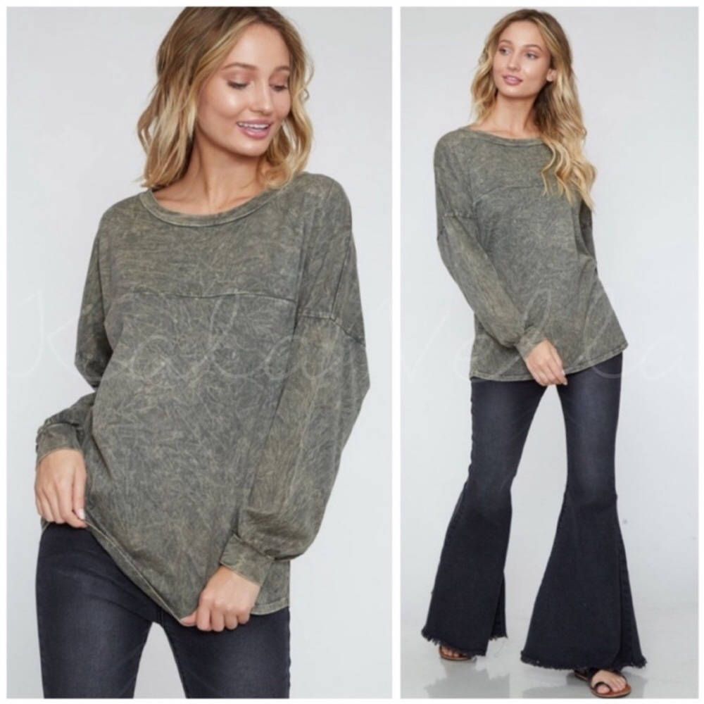 Olive mineral wash long sleeve